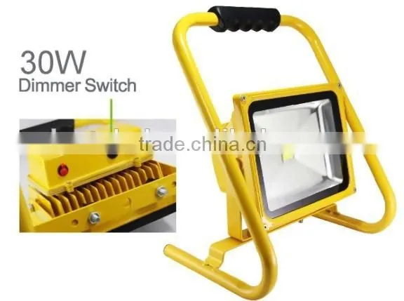 30W LED Flood IP65 Outdoor Portable Battery LED Work Lights 15V DC Dimmable Rechargeable LED Lights