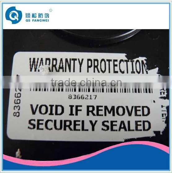 Destructive labels made in China