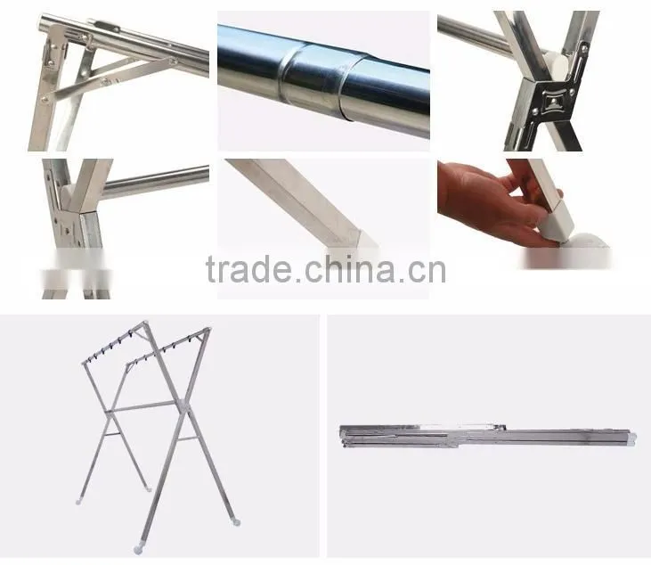 Vertical telescopic X type stainless steel clothes rack for hanging clothes
