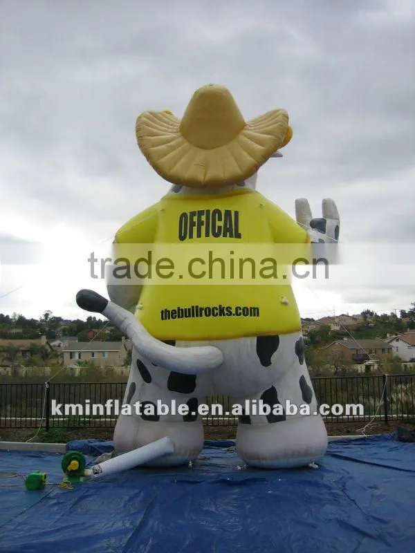 Giant inflatable bull with straw hat