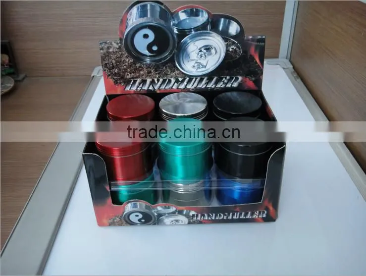 tobacco grinder metal herb grinders, 4 parts grinder, Zinc Alloy , Mixed Colors, custom available