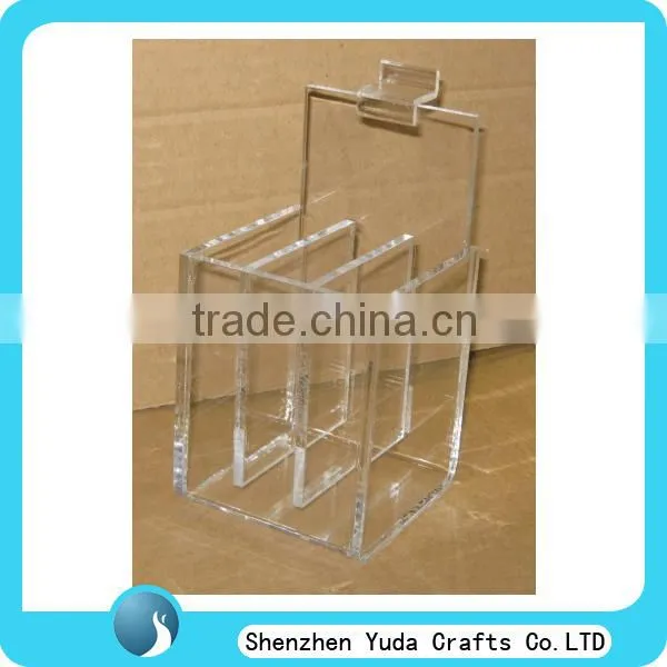 Mini acrylic slatwall card display with dividers, perspex eyeliner storage box