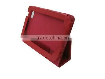 fashion leather case with stand for Samsung Galaxy Tab P1000 red