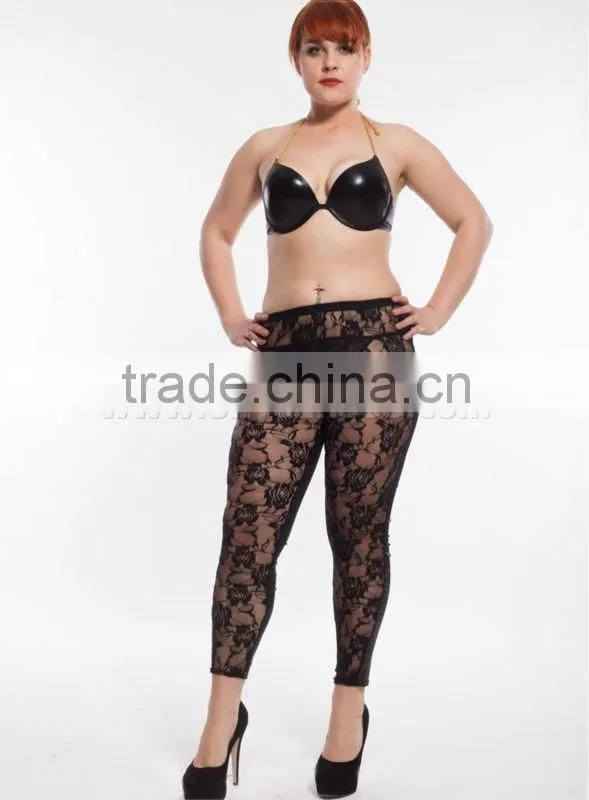 Top quality hot sale womenn sexy lace leggings plus size