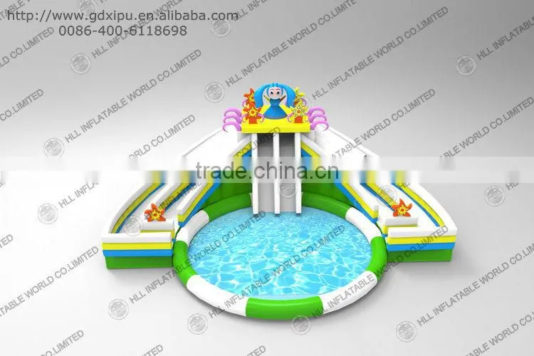 Inflatable water park combo slide and bouncy