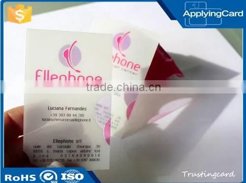 LF/HF pvc transparent smart card contactless RFID business card with inkjet printing