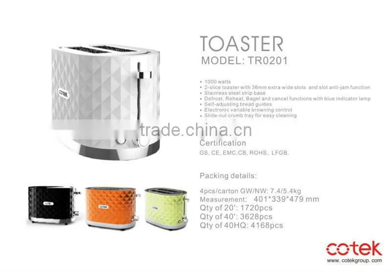 HOT SALE PP Material Diamond design toaster with extra wide slots
