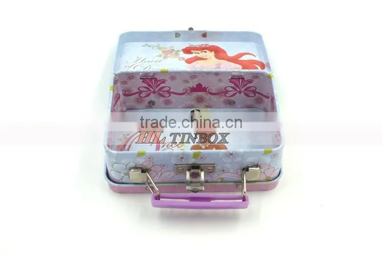 Rectangular Kids Gift Tin Lunch Box with Handle and Lock