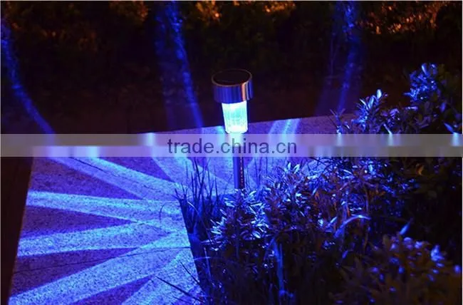 waterproof outdoor solar power lawn lamp LED spot light garden path stainles steel and plastic solar decoration