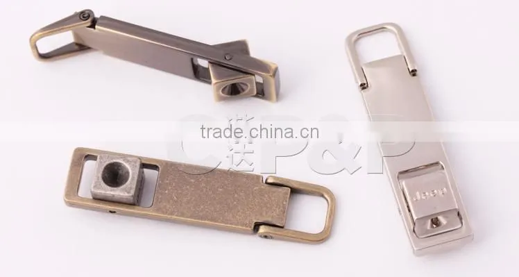 Brass color zinc alloy zipper pull tabs