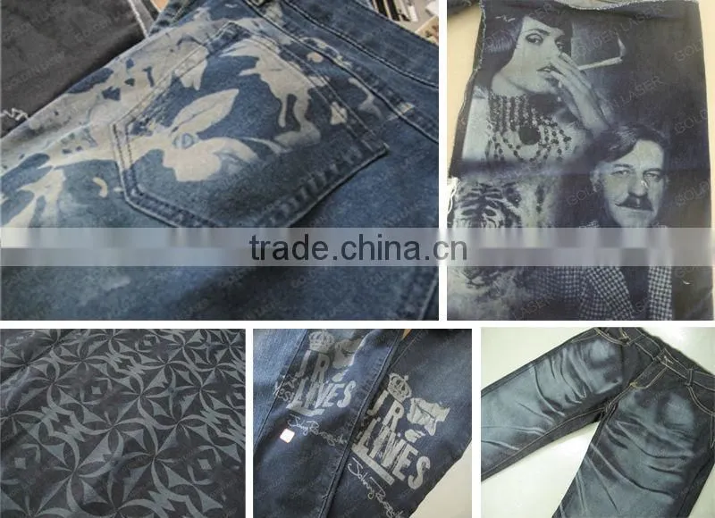Laser Marking on Jeans / Galvo Laser Engraving Machine for Denim