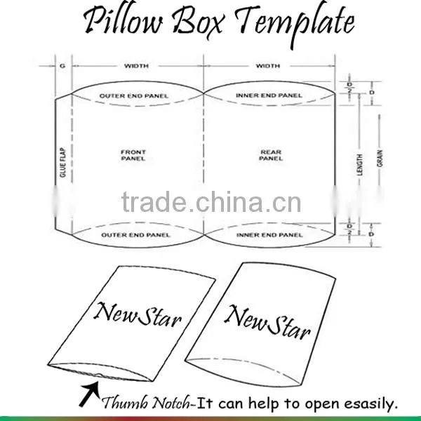 free design pillow box,printed by 100% recycled paper