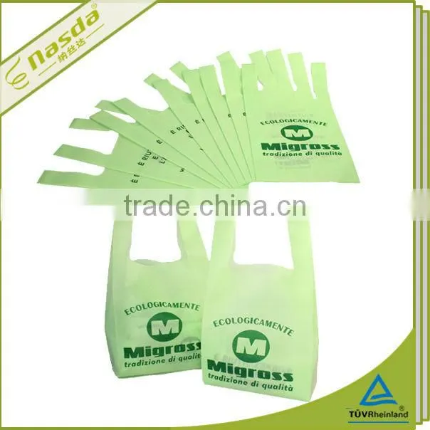 biodegradable silk screen printing ultrasonic hot stemp supermarket shopping non woven T-shirt bag