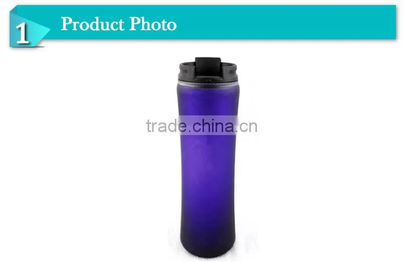 2014Double wall school plastic water bottle plastic coffee bottle kitchenware mug