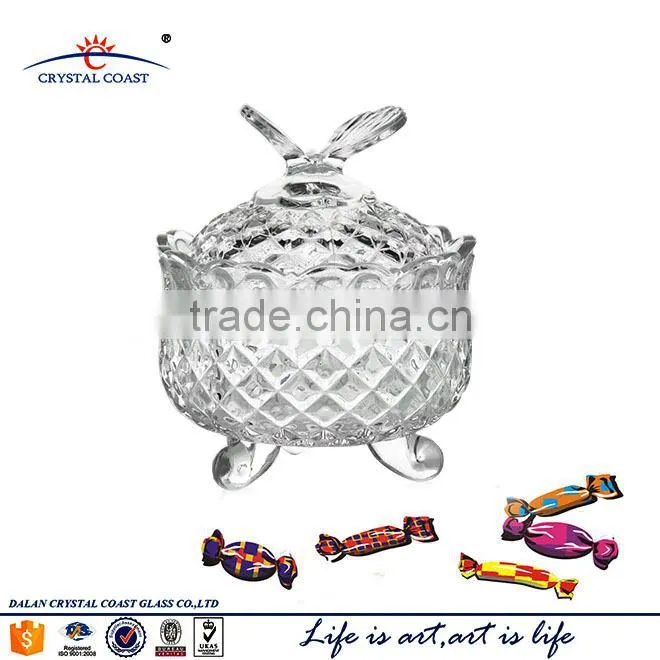 Hot selling stock Butterfly small glass candy jar