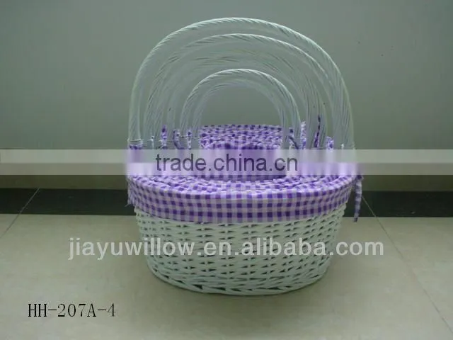 Bowknot lined willow Wicker baskets