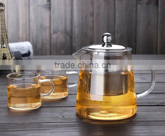450ml/700ml borosilicate glass teapot heat resistant glass teapot with stainless steel filter