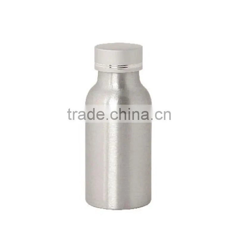 Silver aluminum bottle with aluminum cap