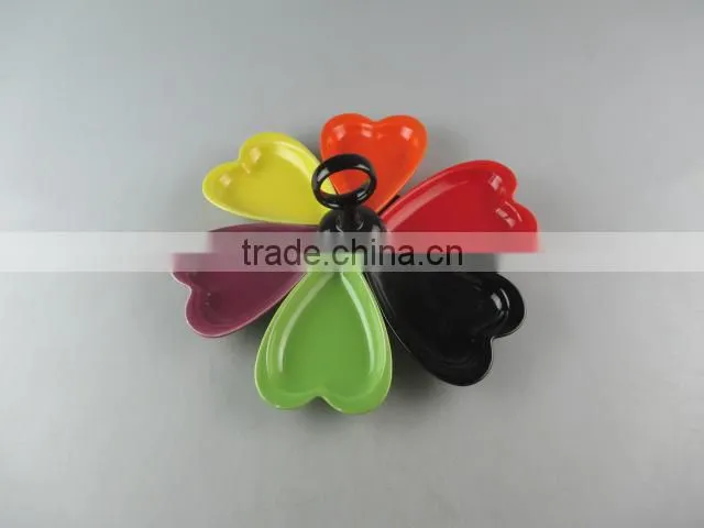Colorful divided ceramic candy/cake display stand in stocked