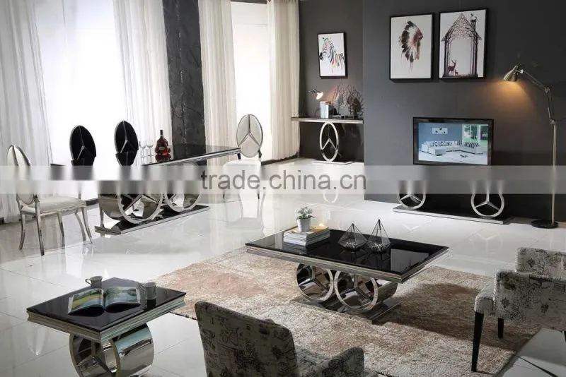 2017 New modern big size marble top dining table set