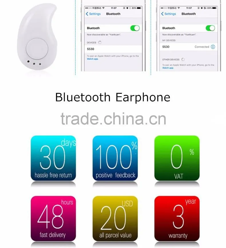 Factory supply earphone for iphone 6 new bluetooth earphone with 3.5mm jack