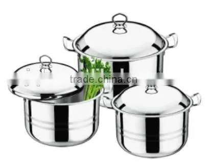 Large size stainless steel cookware set with metal lid
