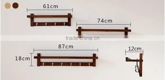 entryway wall shelf with Metal Hooks Eco-friendly bamboo coat rack