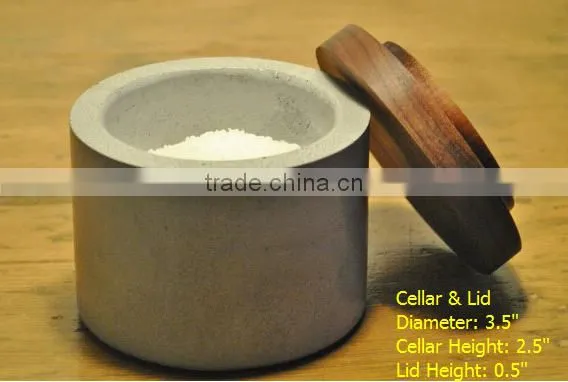 Kitchen accessories Sugar Bowl / Concrete Salt Cellar with Black Walnut Lid