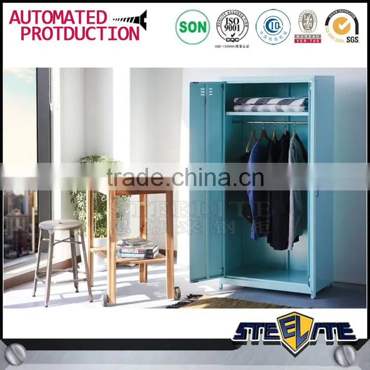 Hanging clothes storage cabinet 2 door steel locker wardrobe