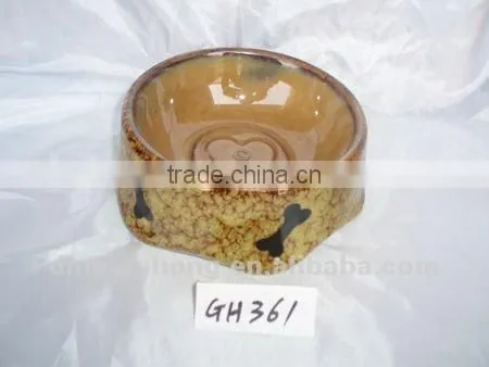 2012 USA hot sale round dolomite Ceramic Pet Feeder with bone printing