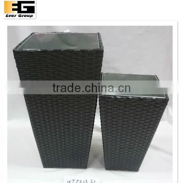 round rattan woven garden tub w/metal