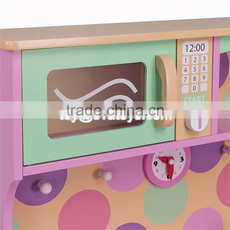 New design educational toys wooden children role play kitchen with accessories W10C280