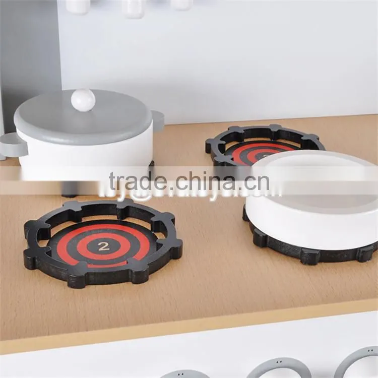 New design white kids pretend play educational toy wooden kitchen W10C278