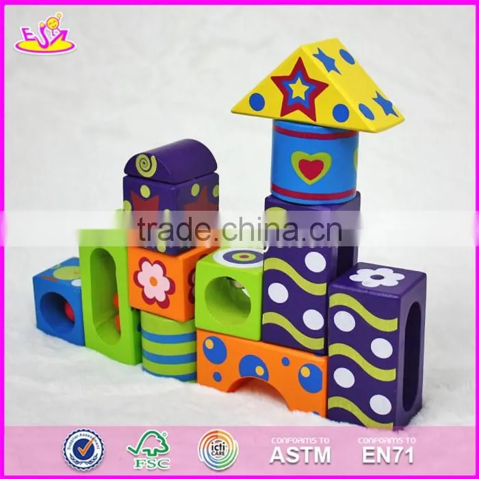 2017 New design children preschool imagination building block wooden bricks toys W13A108