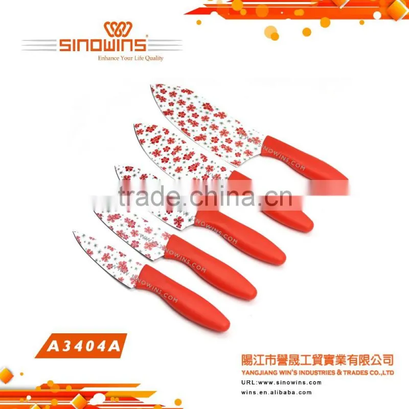 A3404-6 Super Quality 5pcs Stainless Steel Knife Set with Non-stick Coating