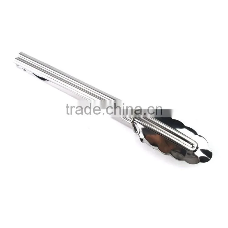 9'' stainless steel cooking bbq tongs with lock