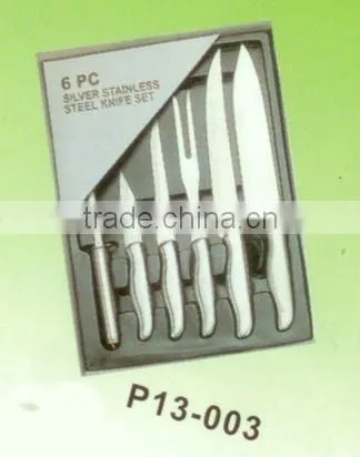 6pcs silver stainless steel knife set