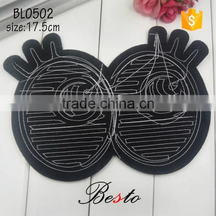 Wholesale baby girl eye shaped sew- on sequin patch for shirt