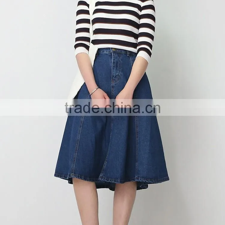 Wholesale custom long denim skirts blue jean skirts for women