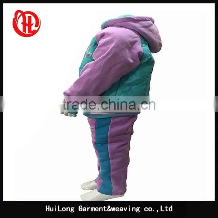 OEM garment Pu fleece hood apparel girls sets clothing