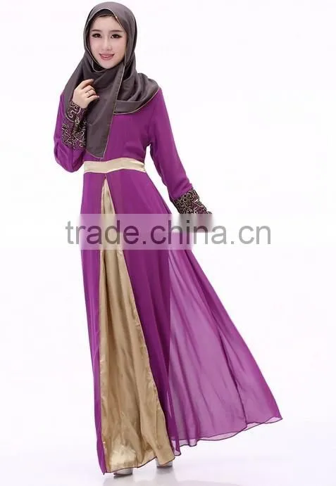 fancy women bridal costumes chiffon long sleeve dress muslim