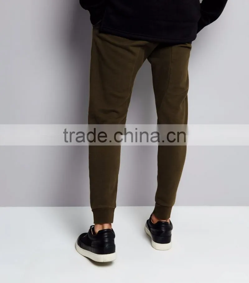 MGOO Fashion Khaki Plain Ripped Mens Joggers Custom Logo Drawstring Waist Cuffed Hem Skinny Fit Joggers With Pocket