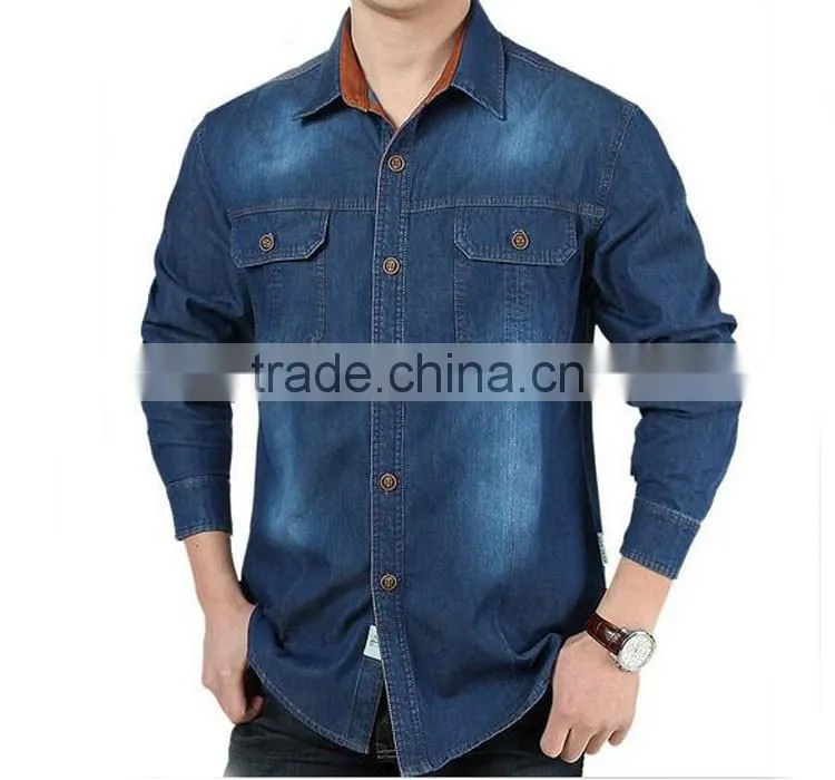 Men clothing casual mens long sleeve denim shirts jeans mens shirts