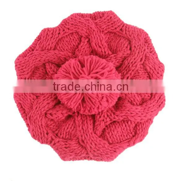 Women's Warm Knit Wool Beanie Pumpkin Ball Pumpkin Ladies Winter Wool Hat 9083