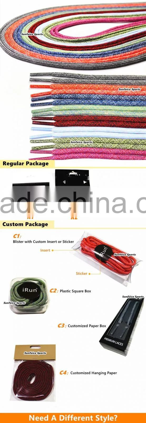 2017 Mix-Colored Pattern Hiking Skate Shoes Rope Laces - 130 CM Long Yeezy Round Laces for Climbing Boots - Retail Packaging