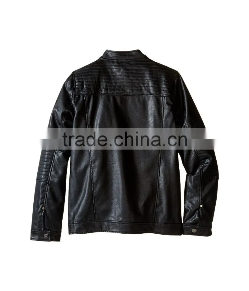High Quality Customed Kids Black PU Leather Boys Toddler Leather Jacket
