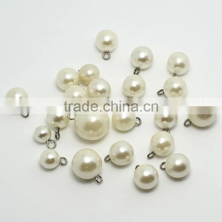 Wholesale Cheap 8mm-18mm White Clothing Plastic Rhinestone Fashion Pearl Button For Sweater