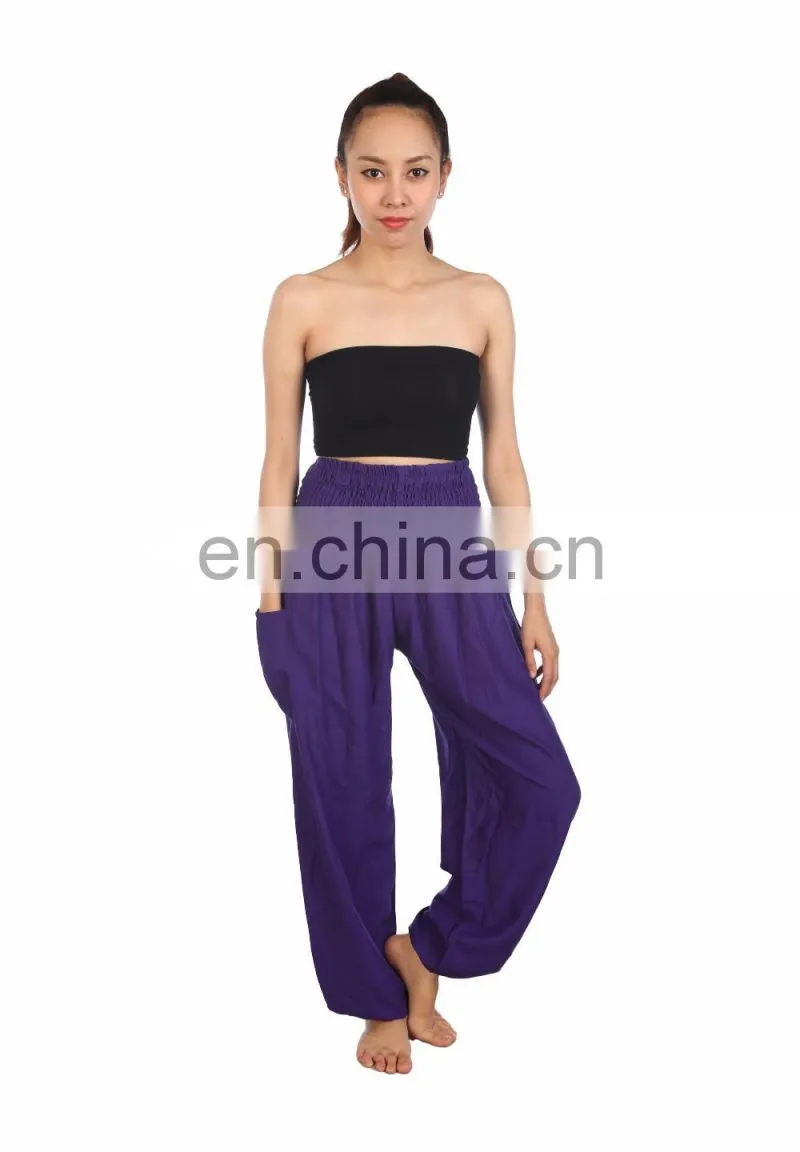 Lofbaz Women's Hippe Solid Drawstring Harem bohemian trousers Rayon Pants