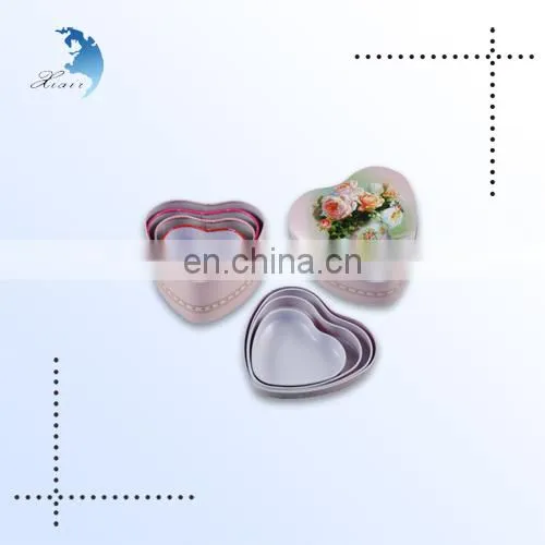 High Quality Promotional 3 Sets Heart Shape Gift Metal Trinkets Boxes