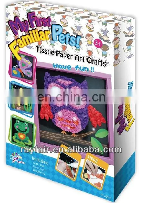 diy sticky paper craft/paper art/tissue paper toy